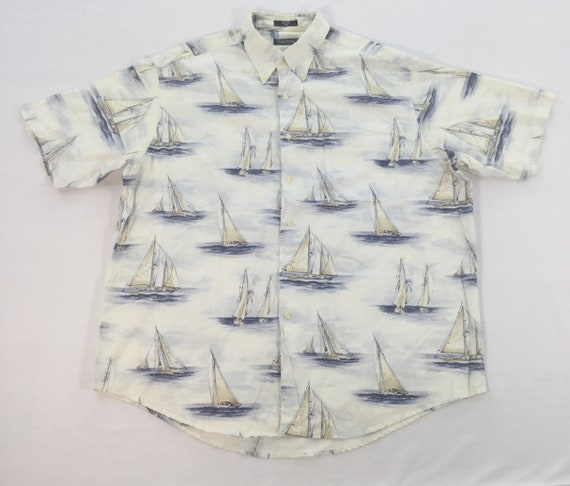 NAUTICA SAILING BOAT Graphic Shirt Xxl Size Art Fu