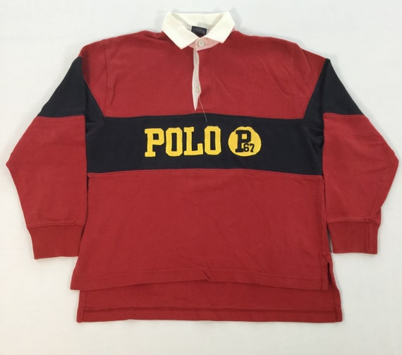Vintage 90s POLO RL Rugby Shirt Medium Size Spello