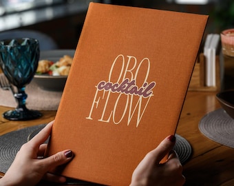Fabric Restaurant Menu Folder, Customizable by Logo Menu Folio