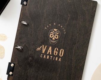 Wooden Menu Holder with Changeable Pages, Restaurant Menu Cover with Ring Binder, Reusable Insert Menu Folder for Cafe, Bar & Hotel