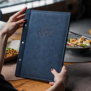 Letter Size Faux Leather Menu Cover | Nubuck PU Restaurant Menu Folder with Screw Binding | Custom Logo Bar Cafe