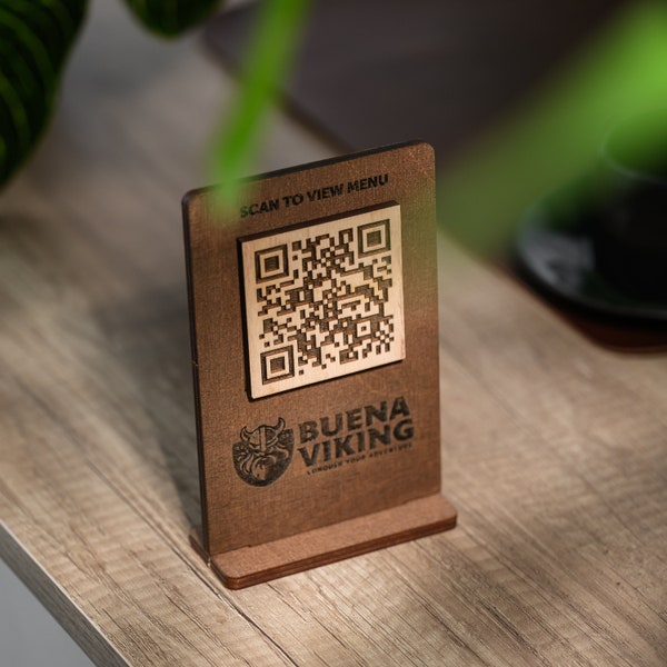 QR Code Sign, Payment Sign, Wooden QR Code Stand, Personalized QR Code Menu, Scannable Sign, Menu Display