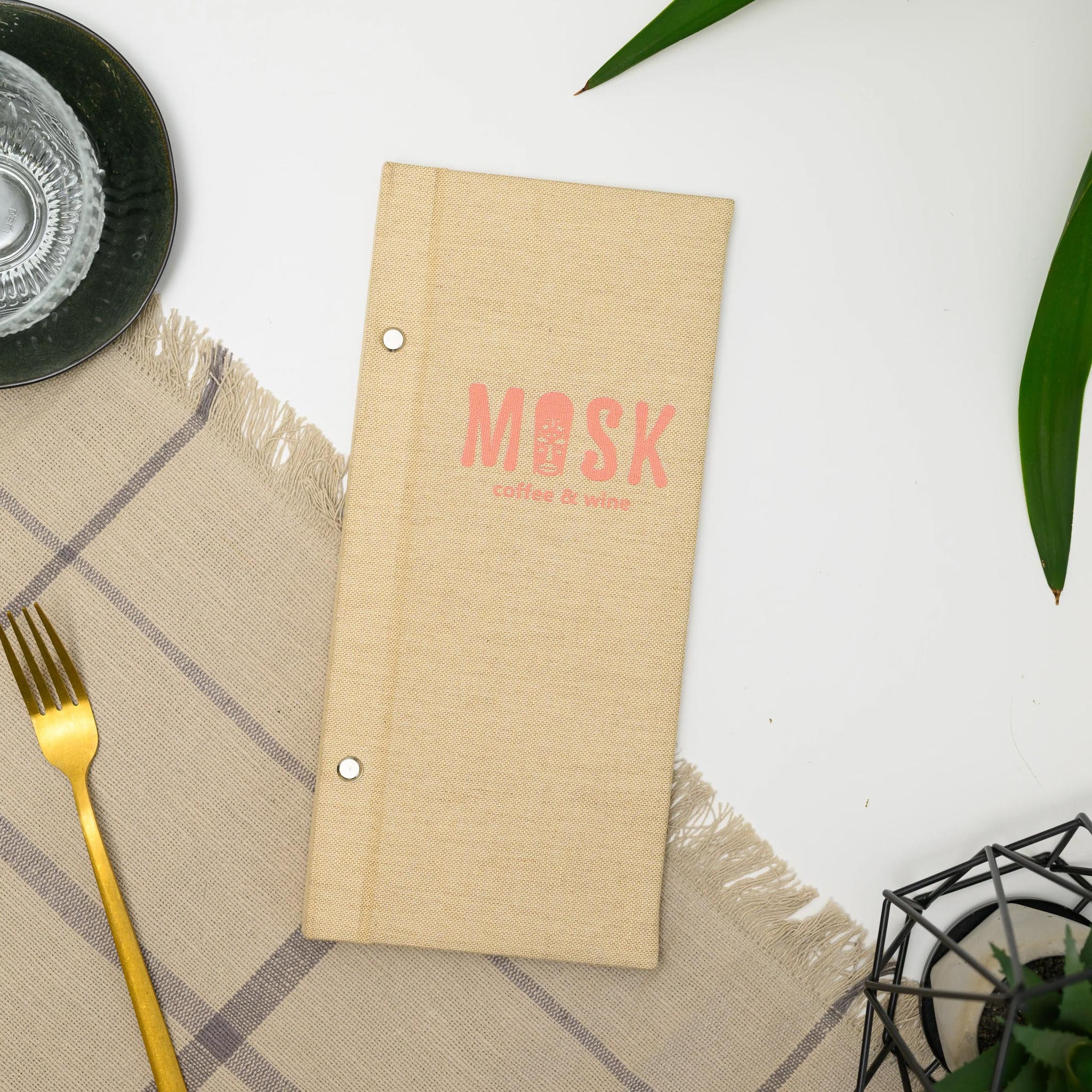 Drink Menu Holder with Linen imitation Leather, Menu Holder with personalisation, Restaurant Menu Folder, Menu Cover, Eco material menu
