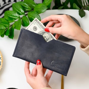 Porta cheques de cuero personalizado con logotipo grabado: porta billetes premium para restaurantes, cafeterías, bares y hostelería