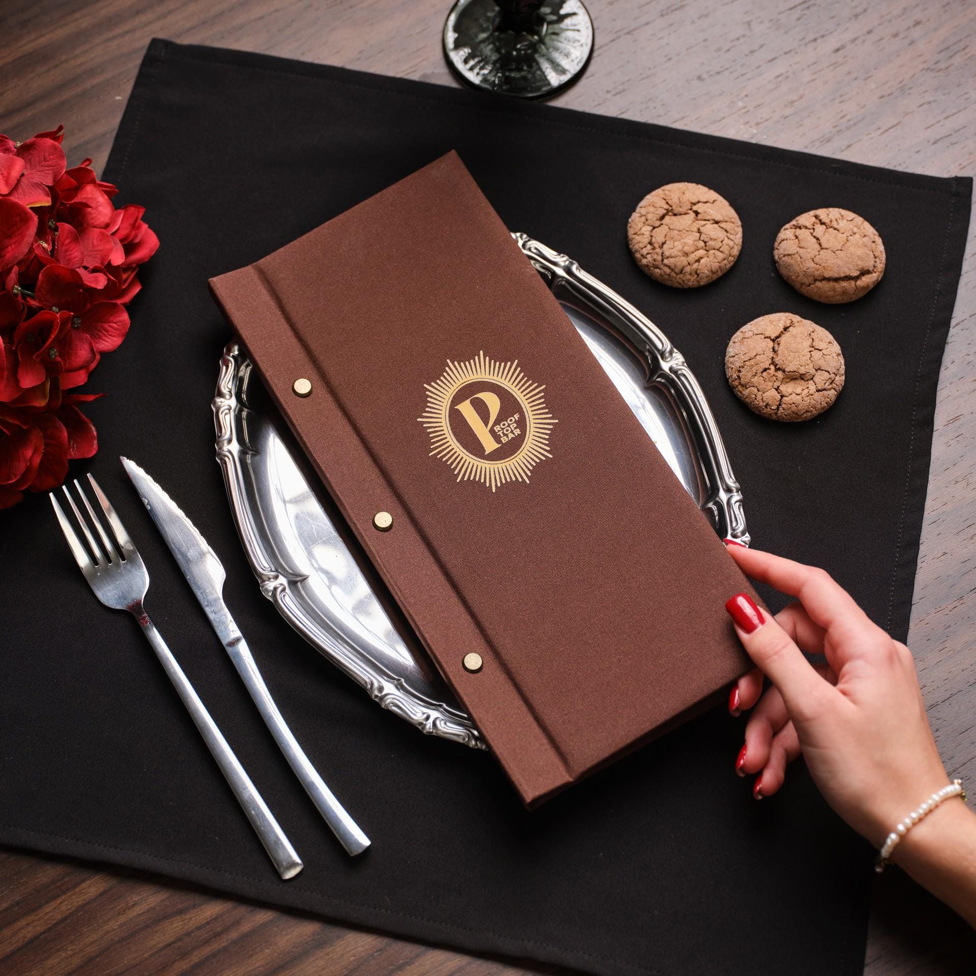 Brown Fabric Menu Book With Logo: Custom Cafe Menu Folder - Etsy