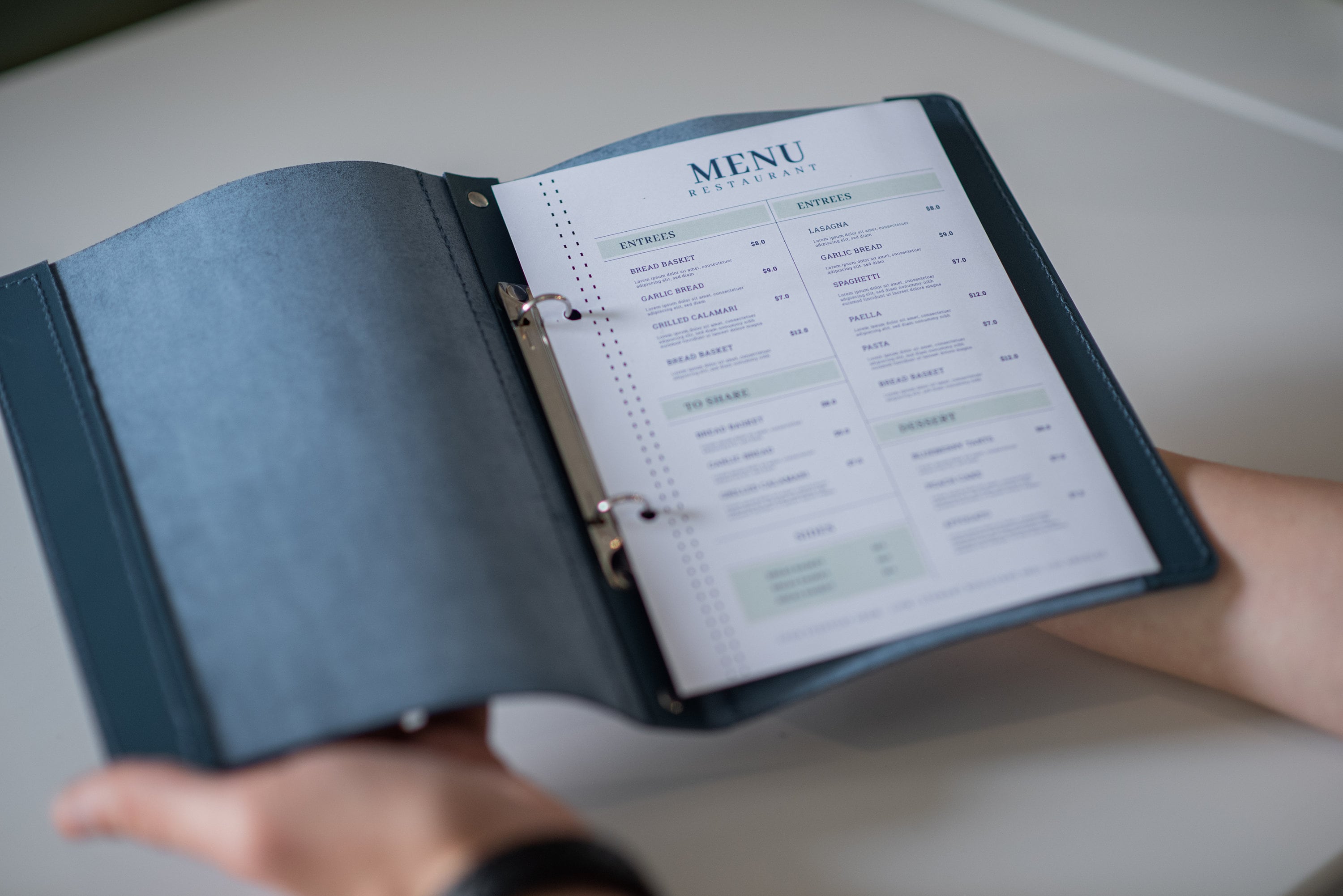 Leather Menu A5 With Ring Binder Mechanism Menu Holder With Etsy