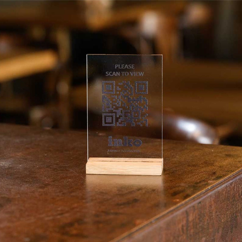 Personalized QR Code Display With Oak Base, Custom Acrylic Sign - Etsy ...