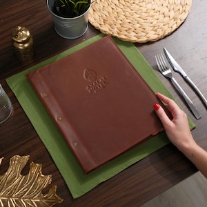 Leather Menu Cover with Metal Screws – Secure & Elegant Holder for A4 Paper Inserts