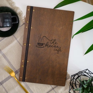 US Legal Insert Wooden menu folder, Engraved Menu Holder, Restaurant Menu Folder, Menu Board, Custom Menu Cover with Logo Engraving