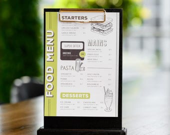 Black Oak Table Menu Holder with Binder (A5/A4)