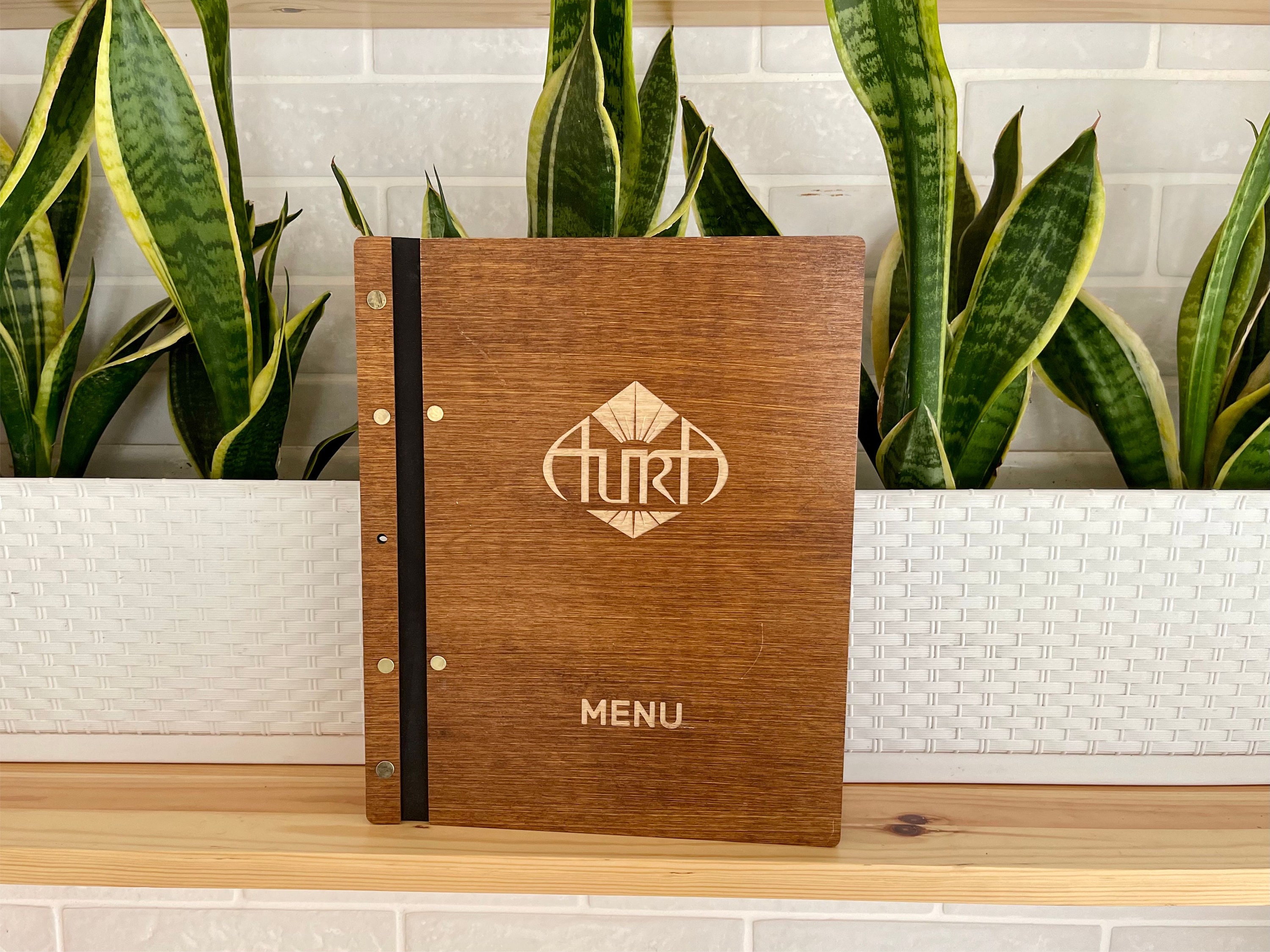 Wooden Menu Folder Fastened on Leather Strap Menu Holder Etsy Australia