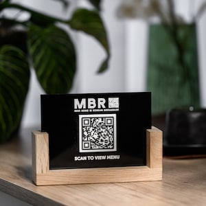 Custom QR Code Stand with Logo Printing on Acrylic Plate, Contactless Menu Sign, Business QR Code Stand, Menu Holder