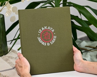 Fabric Restaurant Menu Folder, Menu Holder with Logo Printing, Customizable Restaurant Menu, Custom Menu Folio for Changeable Sheets