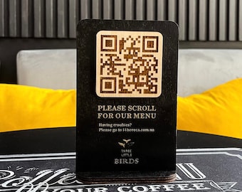 QR Code Menu Sign, Scan to view Menu, Cafe Bar QR Code Stand, Restaurant Personalized QR Code Sign