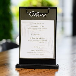 Black Oak Tabletop Menu Holder: A4/A5 Restaurant Display