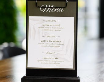 Black Oak Tabletop Menu Holder: A4/A5 Restaurant Display