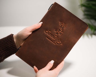 Leather menu A5,  Menu Holder with embosing, Restaurant Menu Folder, Leather Menu Cover, Menu Board, Custom Menu Cover