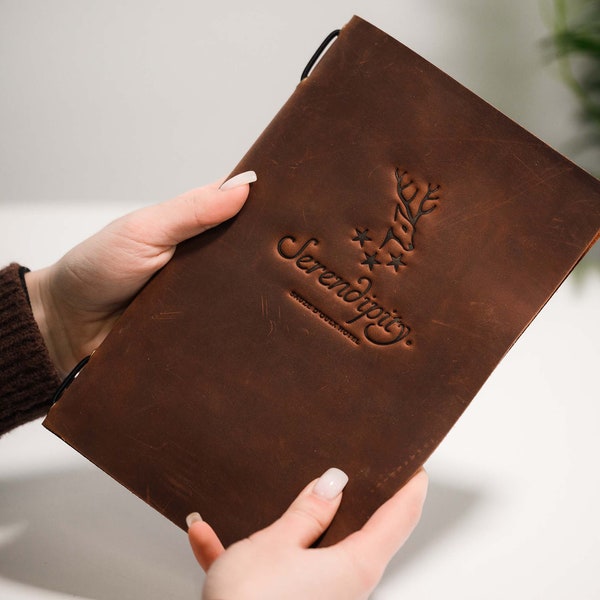 Leather menu A5,  Menu Holder with embosing, Restaurant Menu Folder, Leather Menu Cover, Menu Board, Custom Menu Cover