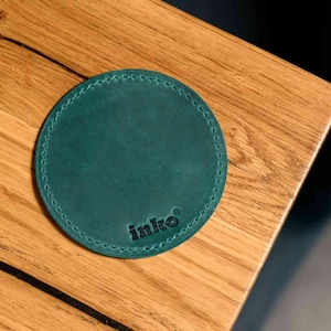Stylish Set of 5 Leather Drink Coasters – Engraved with Your Logo or Name, Perfect for Home Bars, Gifts, or Office Tables