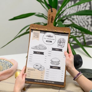 Hospitality Veneered plywood Menu Holder, Engraved Menu Holder, Restaurant Menu Folder, Menu Board, Menu Book, Custom Menu Cover, Menu Cover