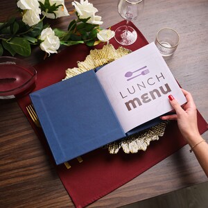 Carpeta de menú minimalista, tablero de menú de restaurante, cubiertas de menú, carpeta de tela personalizable, portamenús estilo piel sintética, menú de cócteles