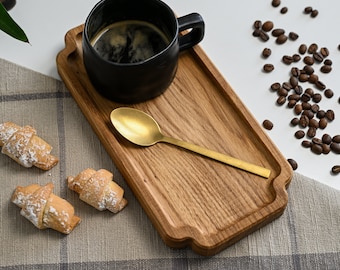 Personalised Coffee Table Tray, Rustic Wood Tray for Hotels, Customised Serving Tray for Restaurants, Versatile Kitchen Tray