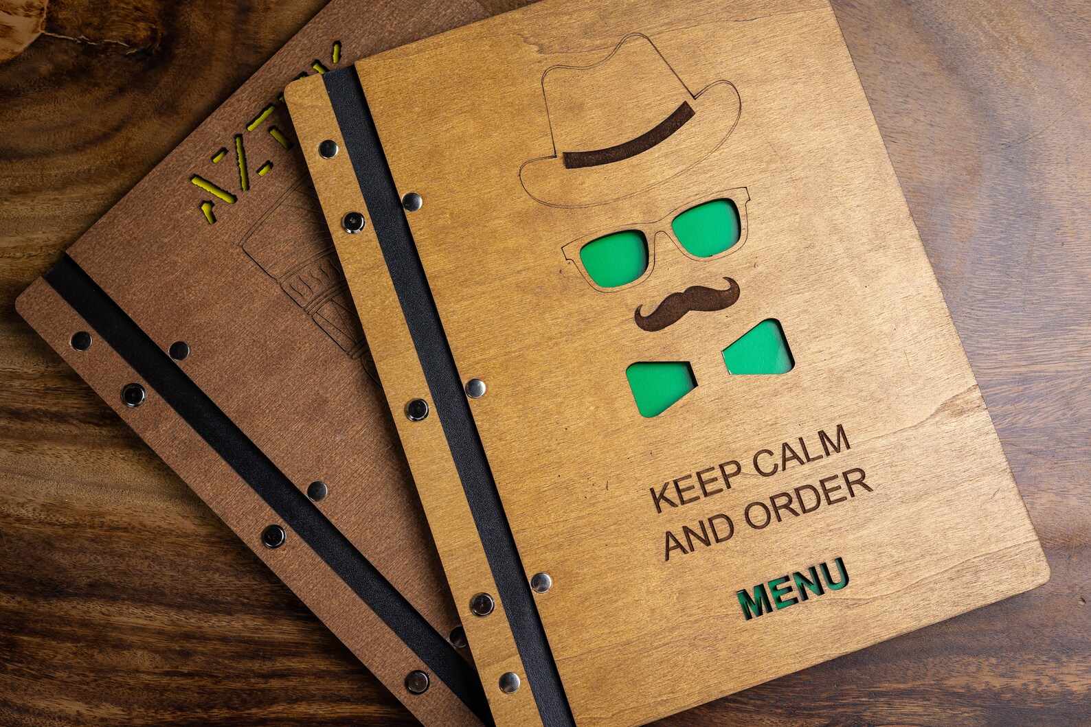 Customized Wooden Menu Folder With Cut Out Menu Holder Etsy