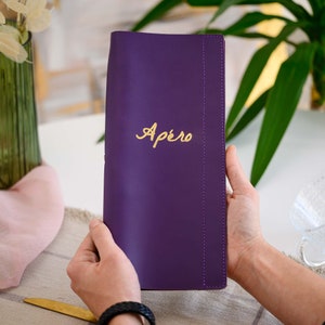 Leather Wine List Menu with Ring Binder, Wine List Holder with Logo Embossing, Restaurant Menu Folder, Drink Menu Cover, Custom Menu Cover