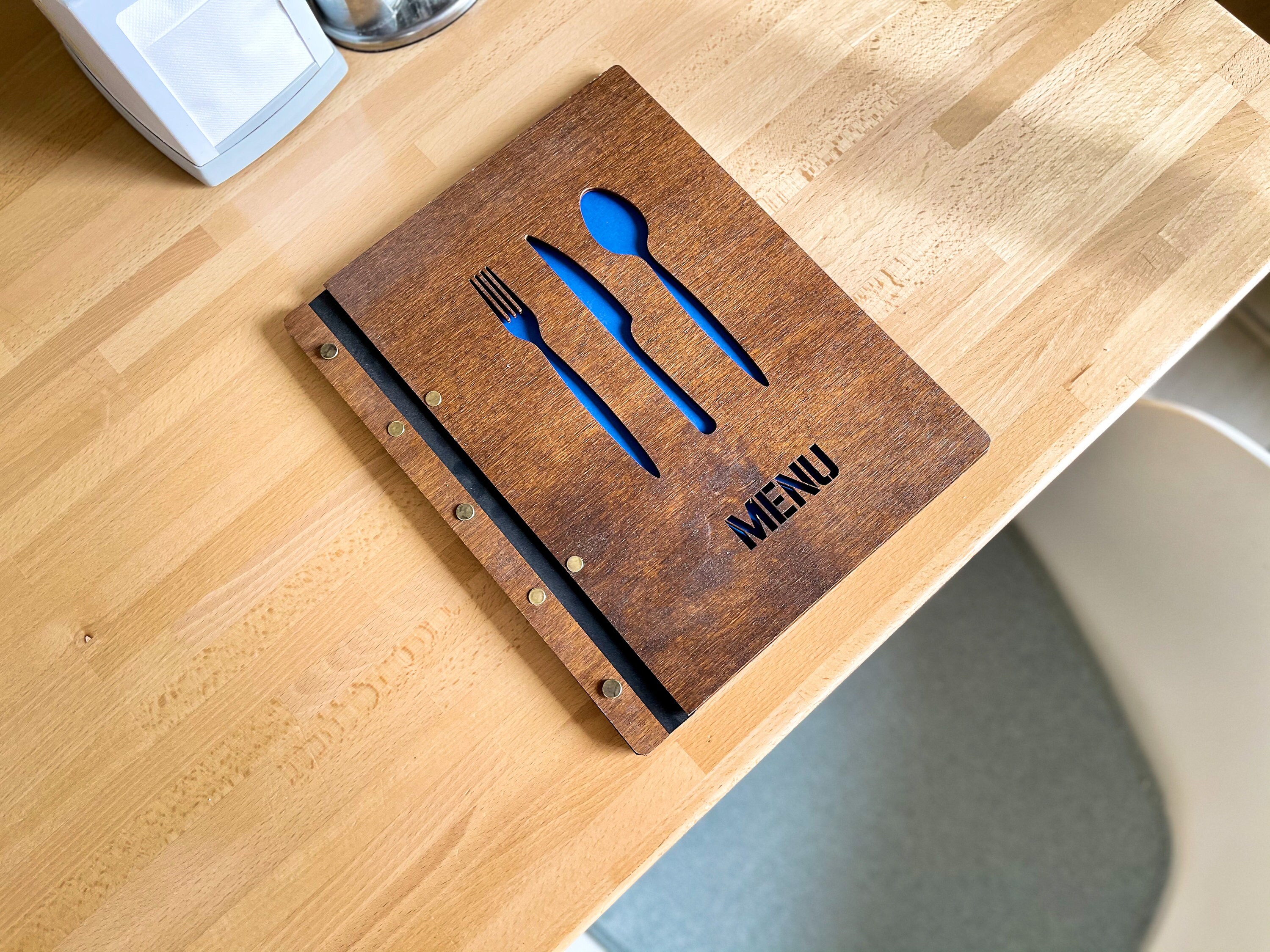 Customized Wooden Menu Folder With Cut Out Menu Holder Etsy