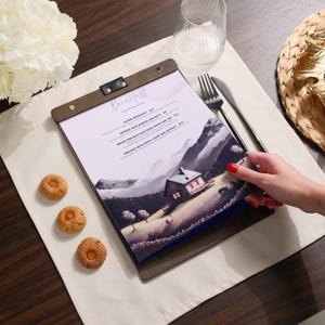Quadro de menu de bebidas de capa dura, suporte de menu personalizado, prancheta de menu de café, menu de jantar de restaurante, quadro de menu personalizado