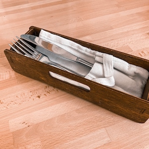Wooden Сutlery Folder, Tabletop caddy, Restaurant Cutlery Case, Custom Cutlery Holder with Personalization