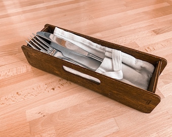 Wooden Сutlery Folder, Tabletop caddy, Restaurant Cutlery Case, Custom Cutlery Holder with Personalization