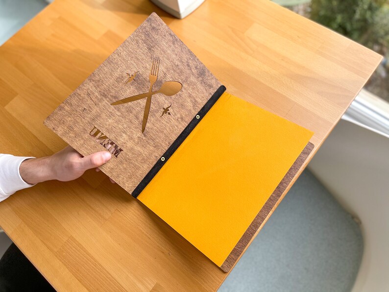Customized Wooden Menu Folder With Cut Out Menu Holder Etsy