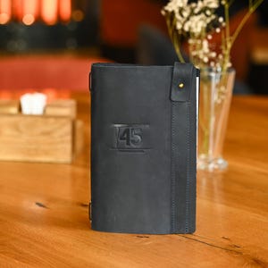 Protège-menus cuir souple, porte-menus embossé personnalisé, idéal pour restaurants, menus boissons et cartes des vins en cuir
