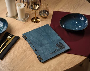 Engraved Wooden Menu Cover with Logo, Menu Holder Folder