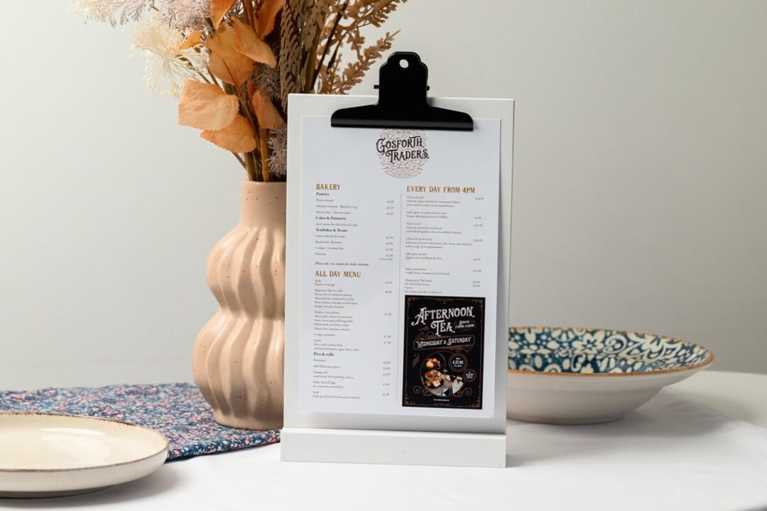 Wooden Tabletop Menu Stand With Binder - Etsy