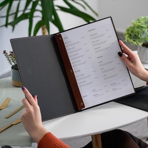 Couverture rigide pour carte de menu de restaurant,porte-carte des vins pour feuilles interchangeables, livre de menu personnalisé avec logo
