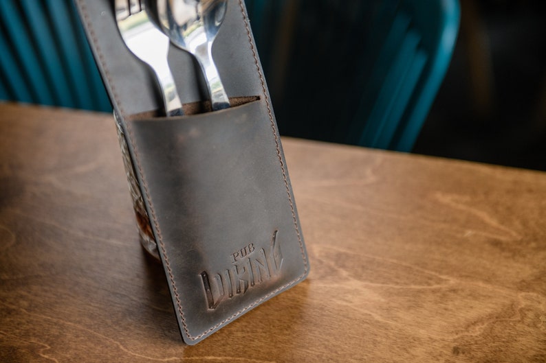 Leather Cutlery Holder Restaurant Cutlery Case Custom Etsy