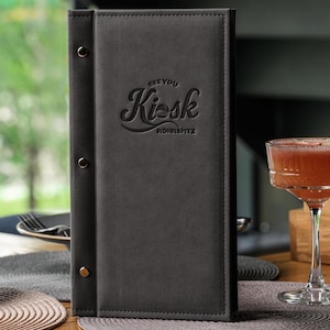 Faux Leather Menu Cover for Restaurants | Nubuck PU Menu Folder with Screw Binding | Custom Logo, Bar Cafe Menu Holder