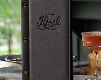 Nubuck PU Faux Leather Menu Cover, Custom Logo Restaurant Binder with Screw Binding