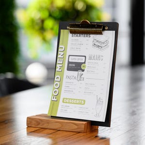 2 in 1 - Table Stand and Menu Board for A5/A4 sheets, Wooden Table Sign, Store Display, Menu Board, Wooden Sign Holder