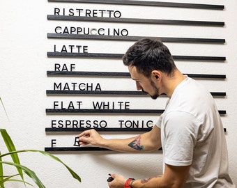 Menu Board, Oak Menu Board, Black Wall menu, Changeable Letter Board, Cafe Menu Holder, Bakery Menu, Hanging Menu Sign, AntiCovid menu