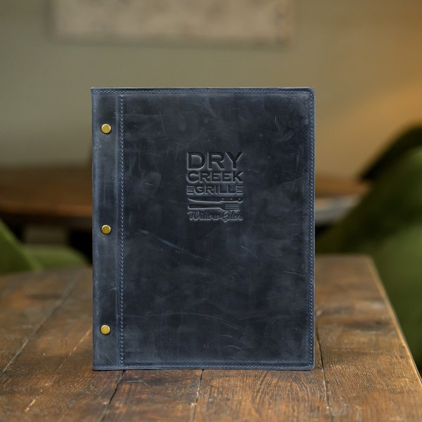 Hard Cover Menu Holder with Screws, Leather Menu Cover suitable for Letter Size, Leather Menu Folder with Logo Embossing