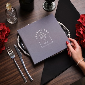 Couverture de menu en tissu personnalisable, reliure de menu de restaurant, pochettes de menu interchangeables, support de menu personnalisé minimaliste