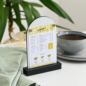 Soporte magnético para menú de mesa: letrero de madera para mesa con imanes, tablero para menú de restaurante, exhibidor de precios de cafetería y bar, soporte para letrero moderno
