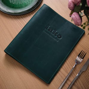 Porte-menu en cuir avec classeur - Presse-papiers en cuir - Menu artisanal avec logo en relief - Élégant porte-menu de restaurant