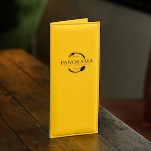 Restaurant Menühülle mit Logoprägung, Menüordner mit Befestigung per Schrauben und Diele, Menükarte nach Kundenwunsch, Weinkartenhalter