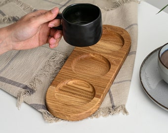 Rustic Oak Serving Tray, Cafe Decor, Customized Wooden Tray