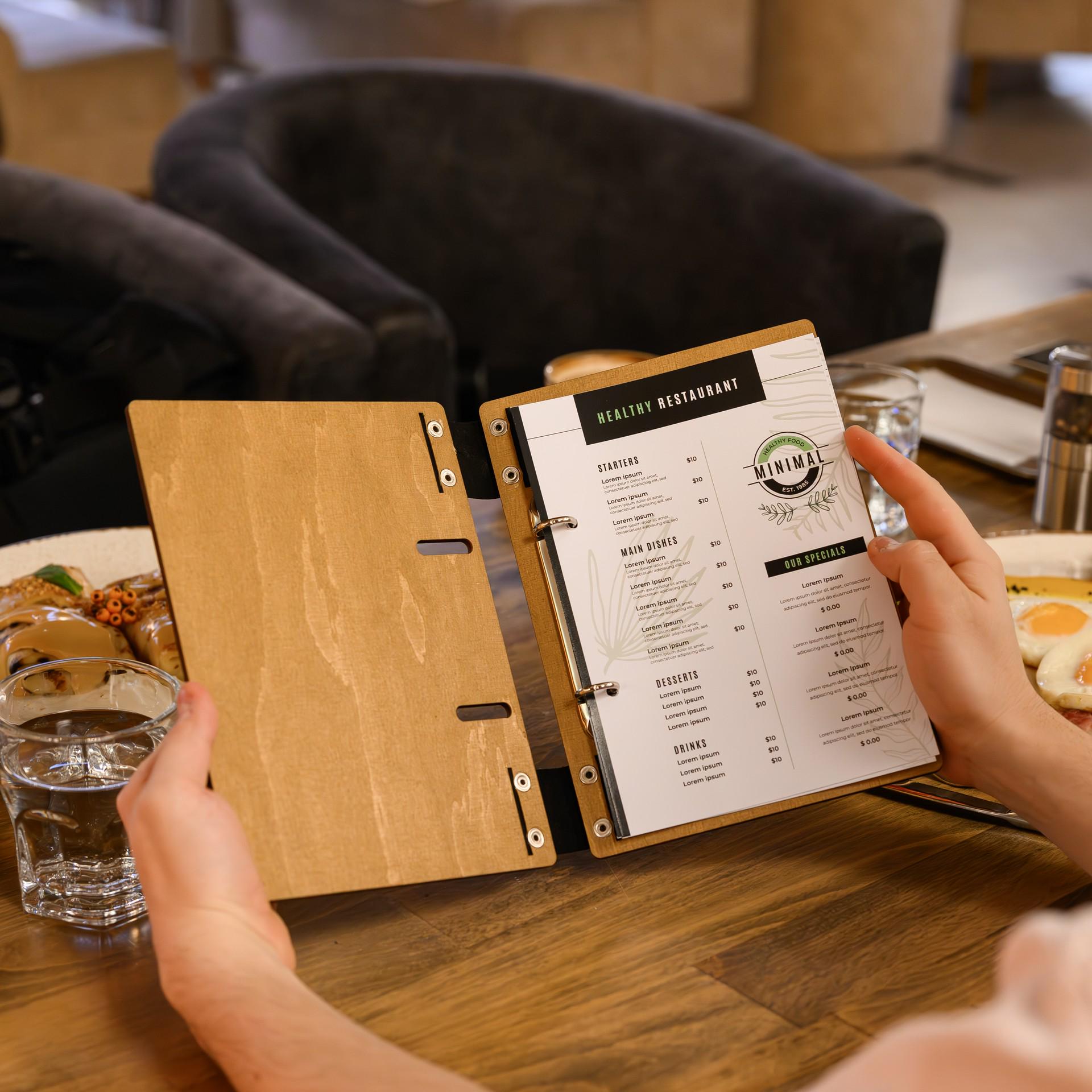 Handmade Wooden Menu Folder, Rustic Restaurant Menu Binder - Etsy