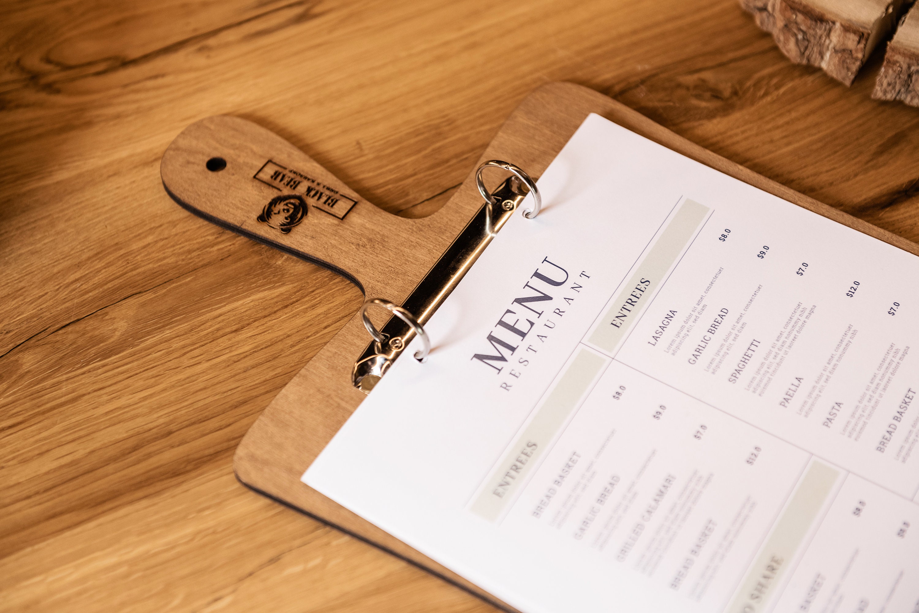 Wooden Menu Holder A4 With Ring Binder Engraved Menu Holder Etsy UK